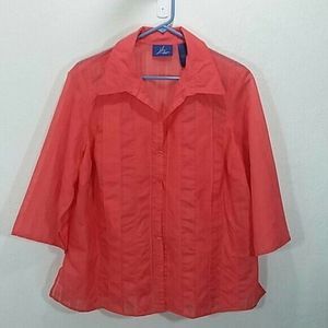 j.h. collectibles size 1X (see measurements) sheer button up shirt